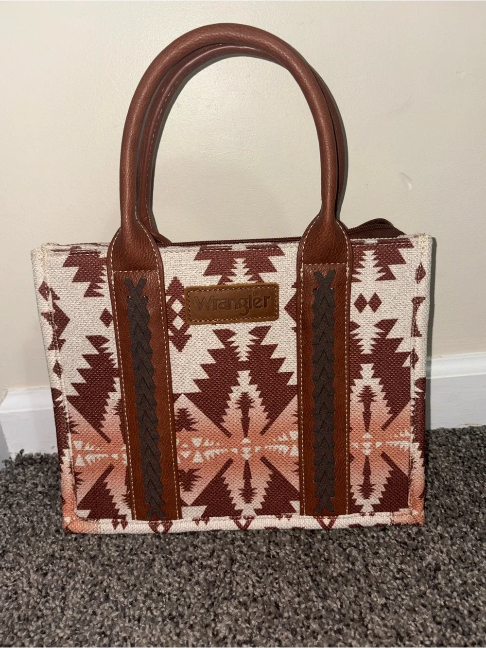 Wrangler Brown, Cream & Peach Aztec Tote